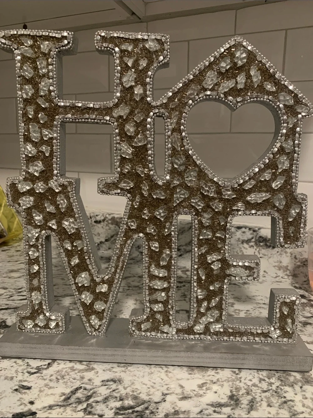 HOME Decorative Accent with Gold and Silver Crystal Embellishments